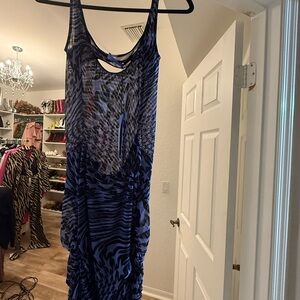 Thierry Mugler Black and Blue Backless Dress